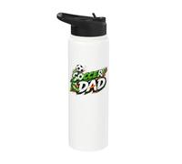 Soccer Dad Green White and Orange Stainless Steel Insulated Water Bottle