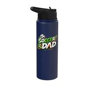 Soccer Dad Green White and Orange Stainless Steel Insulated Water Bottle