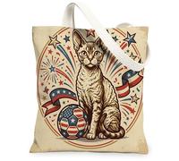 Soccer Devon Rexs Cats Canvas Tote Bag for Shopping 13 * 15, Vintage Football Reusable Grocery Bag for Women, 4th of July Travel Pattern Gift Decoration