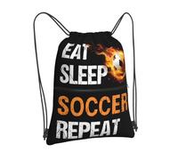Soccer Drawstring Bags, Outdoor Sport Sackpack Cinch String Bag, Eat Sleep Soccer Repeat Drawstring Backpack, Waterproof Gym Drawstring Bags, Soccer Player Gift for Men & Women