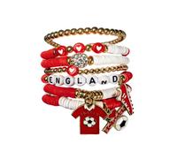 Soccer Fan Beaded Bracelet Adjustable Elastic Band with Charm (England)