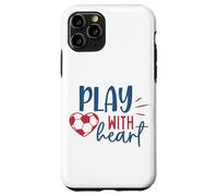Soccer Fan Soccer Motivational Play with Heart Boys Girl Case for iPhone 11 Pro