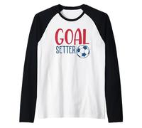 Soccer Fan Training Soccer Practice Goal Setter Boys Girl Raglan Baseball Tee