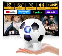 Soccer Fan's Ultimate Native 1080P Projector with Built-in Apps, Bluetooth Projector with Dual Bond Wi-Fi 6, 180° Rotatable Integrated stand, Gift for Big Soccer Match Supporters
