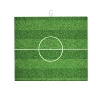 Soccer Field Football Green, Dish Drying Mat, 18x16 Inch Absorbent Microfiber Quick Dry Machine Washable for Dishes Pots Pans Glassware Coffee Bar Under Rack
