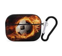 Soccer Flame AirPods Pro Case Cover with Keychain Ring PC Hard Shell Protective Case for AirPods Pro 2nd for Women Men Generation Easy Open Full Drop Protection Cover Black-Style