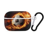 Soccer Flame AirPods Pro Case Cover with Keychain Ring PC Hard Shell Protective Case for AirPods Pro 2nd for Women Men Generation Easy Open Full Drop Protection Cover White-Style