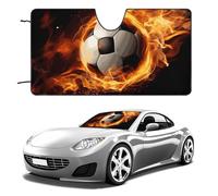 Soccer Flame Car Windshield Sun Shade Keep Car Interior Cool 55"x30" Folding Front Window Sun Shade, Heat Shield for SUV, Truck, Blocks UV