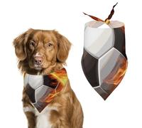 Soccer Flame Dog Bandana Triangle Dog Scarf Washable Polyester Dog Bibs Cute Pet Bandana for Medium Large Dogs Puppy and Cats