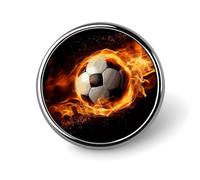 Soccer Flame Round Badge Cute Enamel Lapel Pin Brooches Button Pin Personalized Clothing Decoration Unisex Badge Holder Hats Bags Shirts Decor