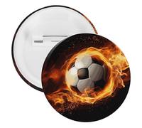 Soccer Flame Tinplate Badge Personalized Round Brooch Large Craft Button Suitable for Teachers, Nurses, Doctors, Staff, Party Gift Accessories, 20PCS, Plastic, plastics