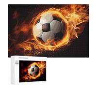 Soccer Flame Wooden Puzzles for Adults 1000 PCS Unique Shape Puzzles Wall Art Home Decor for Puzzle Lovers, Family, Friend Creative Gift Toys