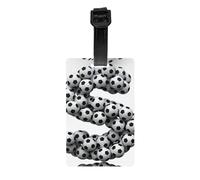 Soccer-Font-Lette Print Luggage Tags with Full Back Privacy Cover - Durable PVC ID Labels for Suitcases & Backpacks