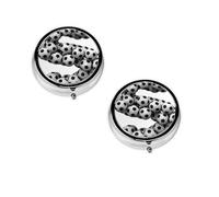 Soccer-Font-Lette Print Pill Box, Round Pill Organizer, 3 Compartment Small Pill Case for Purse & Pocket, Portable Medicine Box, Travel Pill Case