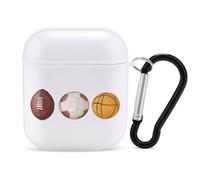 Soccer Football Basketball Stylish Printed Bluetooth Headset Protective Cover Compatible with AirPods 1/2 with Buckle