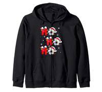 Soccer Football Christmas Ho Ho Ho Santa Sports Player Xmas Zip Hoodie