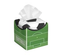 Soccer Football Field Square PVC Tissue Box Cover Modern Decorative Holder for Bathroom Vanity