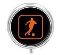 Soccer Football Player Round Pill Box Organiser 3 Compartment Portable Medicine Case