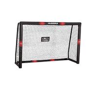 HUDORA Soccer Goal Pro Tect - Large soccer goal for kids and adults - Foam-covered football goal with net - Premium Outdoor Goal Wall with Impact Protection, Black / Red