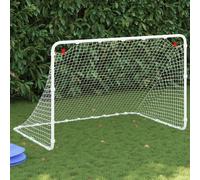 Soccer Goal White Powder-Coated Steel Frame Polyester Net 122x81x81cm 22mm Tube