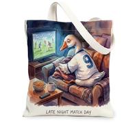 Soccer Goose Canvas Tote Bag for Shopping 13 * 15, Funny Night Sofa Reusable Grocery Bag for Women, Animal Work Travel Painting Gift Decor