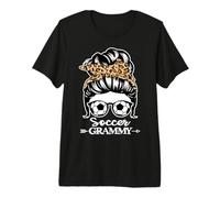 Soccer Grammy Messy Bun Hair Funny Soccer Player Grammy Premium T-Shirt