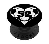 Soccer Heart Number 52 Jersey Sports Fan 52nd Birthday PopSockets Adhesive PopGrip