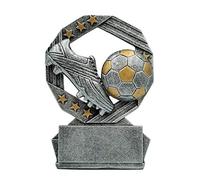 Soccer Hexa Star Trophy - 4.75 Inch Tall Silver and Gold Soccer Ball Award - Engraved Plate Upon Request