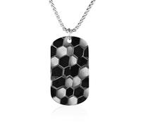 Soccer Honeycombs Snakeskin Couples Memorial Necklaces for Women Men Square Titanium Steel Chains Pendant Jewelry Gift