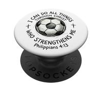 Soccer I Can Do All Things Through Christ Christian Faith PopSockets Adhesive PopGrip