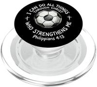 Soccer I Can Do All Things Through Christ Christian Faith PopSockets PopGrip for MagSafe