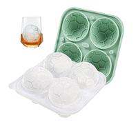 Soccer Ice Cube Mold, Football Shapes Ice Cube Tray, Silicone Sphere Ice Mold Chocolate Mold with Clear Funnel-Type Lid, Make 4 Large Ice Balls for Chilling Whiskey Cocktails Drinks, Green