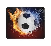 Soccer In Water Fire Mouse Pad Sport Ball Gaming Mouse Mat with Stitched Edges Non-Slip Rubber Base Mousepad for for PC Laptop 22x18cm