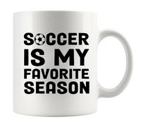 Soccer is My Favorite Season Soccer Player Football Coach Gifts Brother Dad Friends Boyfriend Husband Sports Ceramic Mug 11 oz White Novelty Drinkware