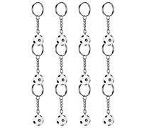 Soccer Keychains, 12pcs Soccer Ball Keychains Mini Simulation Soccer Pendant Soccer Keychain for Girl White Football Keychains Soccer Ball Keychain for Party School Prize