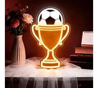 Soccer Led Neon Sign Dimmable World Cup Football Game Neon Light with 1Pc Hanging Chain and Dimmer,Soccer Themed Gifts Light Sign for Man Cave,Fan,Adult,Bedroom,Club Decoration