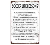 Soccer Life Lessons Vintage Metal Sign Play How You Practice Practice Hard Creative Tin Sign Retro Wall Decor For Home Kitchen Bar Pub Cafe Farm Garden Garage Decor Retro Metal Tin Sign 8X12 Inches