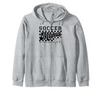 Soccer Mama Crazy Proud Always Loud Bow Checkered Print Zip Hoodie
