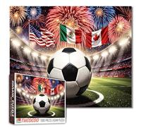 Soccer Match 1000 Piece Jigsaw Puzzles for Adults and Beginner USA CA MX Puzzles Challenging Family Activity Games Colorful DIY Craft Football Puzzle for Home Decor Gifts 20×27 Inches