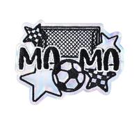 Soccer Mom Holographic Patch, Iridescent Glitter “MA MA” Embroidered Iron On and Sew On Patch, 3.6"x2.8" for Backpack, Hoodie or Jacket, Cool Mom Gift for Sports Moms, Y2K Lovers and Modern Mothers