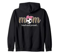 Soccer Mom Loud and Proud Coquette Bow Pink Mother Womens Zip Hoodie