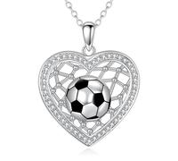 Soccer Necklace 925 Sterling Silver Soccer Pendant Necklace Sport Jewellery Gifts for Women