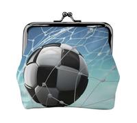 Soccer Network Print, PU Leather Coin Purse, Small Wallets, Change Pouch with Kiss Lock Clasp Buckle, Change Purse