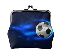 Soccer On Fire, PU Leather Coin Purse, Small Wallets, Change Pouch with Kiss Lock Clasp Buckle, Change Purse