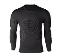 Soccer Padded Shirt - Long Sleeve Black Compression Top, Protective Sportswear for Adults Kids Paintball | Perfect Football Basketball Games, Training, Outdoor Sports, Practice, Safety Gear