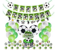 Soccer Party Decorations Set - 40 Pieces Of Soccer Ball Latex & Foil Balloons, Birthday Banners & Cake Toppers, Sports Theme For Boys
