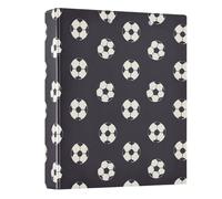 Soccer Pattern on Black Background 3 Ring Binder 1.5 Inch Round Ring Binder View Binder Holds 200 Documents for Home School Office Use