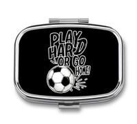Soccer Play Hard Or Go Home Travel Pill Organizer with Mirror