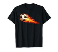 Soccer Player Ball Flame Design with Fire Trail for Kids T-Shirt