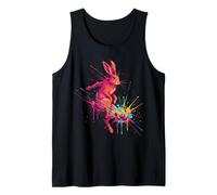 Soccer Player Bunny Art Paint Splatter Tank Top